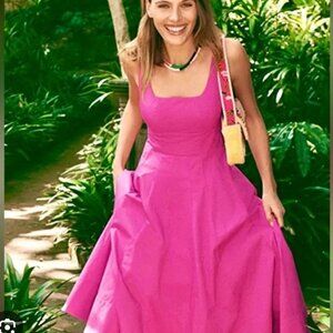 NWT Staud Wells Midi Dress Peony size 12